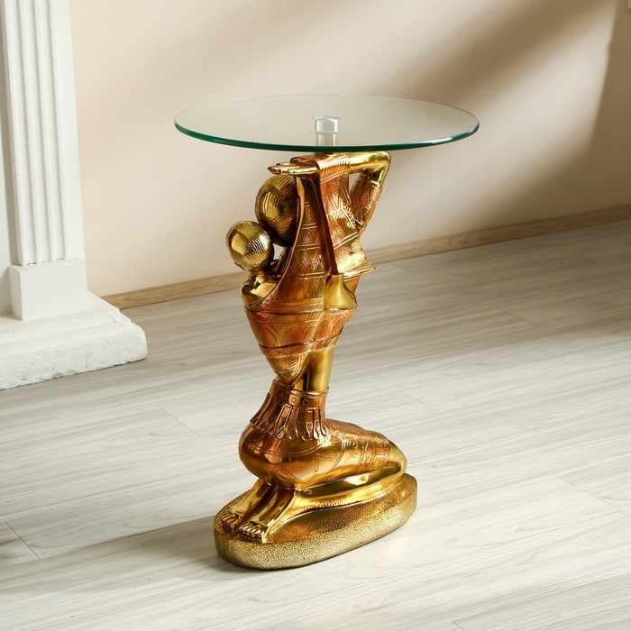 Стол декоративный "Африканка с ребёнком на спине" золото 42х42х64 см