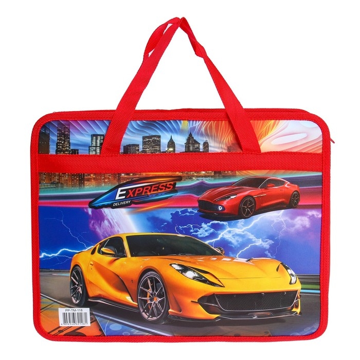 Папка с ручками пластиковая А4, 37 х 22 х 5 см Папка с ручками пластиковая А4, 37 х 22 х 5 см "Машины"