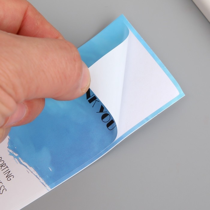 Наклейка бумага благодарность Наклейка бумага благодарность "Спасибо" синяя набор 50 шт 10х5 см