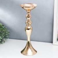 Подсвечник металл на 1 свечу "Изящный" золотой 38х13х13 см Подсвечник металл на 1 свечу "Изящный" золотой 38х13х13 см