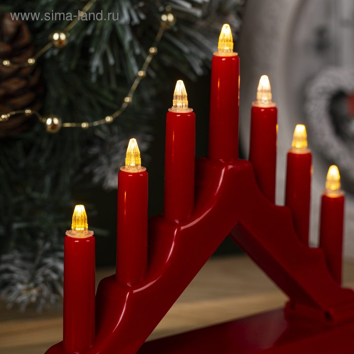 Светодиодная фигура «Красная рождественская горка», пластик, батарейки ААх2 (не в комплекте), свечение тёплое белое Светодиодная фигура «Красная рождественская горка», пластик, батарейки ААх2 (не в комплекте), свечение тёплое белое