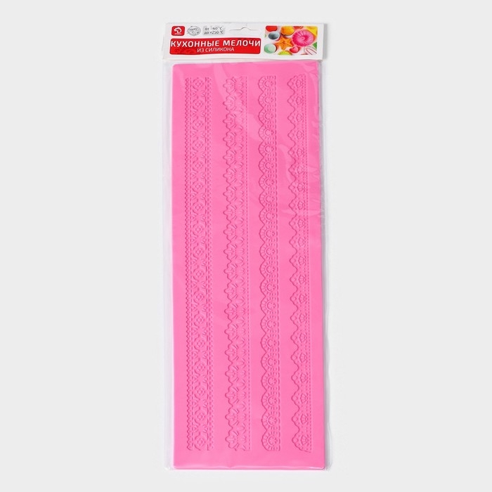 Силиконовый коврик для айсинга Доляна &laquo;Узкие полосы&raquo;, 39&times;12 см, цвет розовый