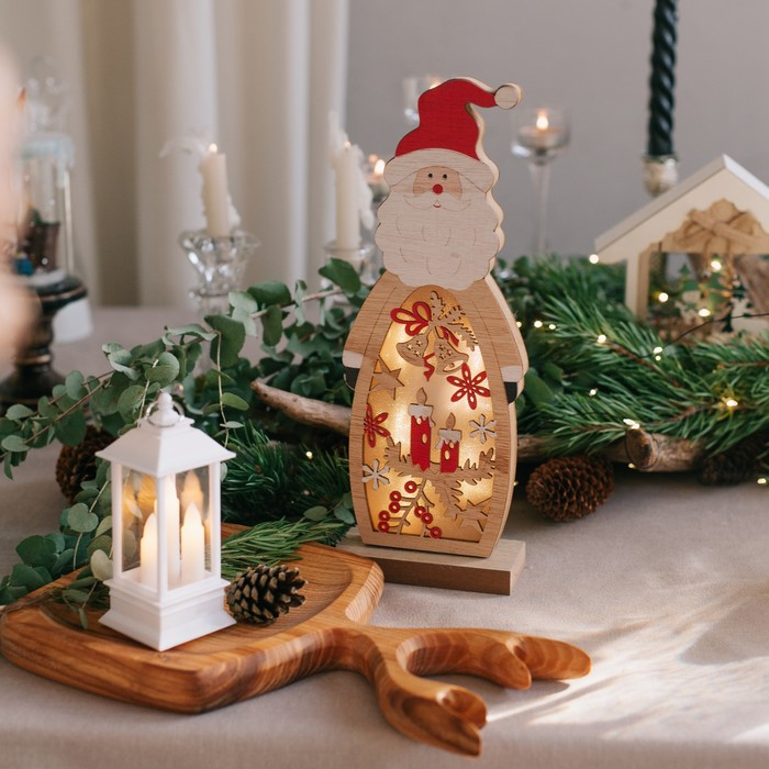 Светодиодная фигура «Дед Мороз» 11 × 28 × 5 см, дерево, батарейки АААх2 (не в комплекте), свечение тёплое белое Светодиодная фигура «Дед Мороз» 11 × 28 × 5 см, дерево, батарейки АААх2 (не в комплекте), свечение тёплое белое