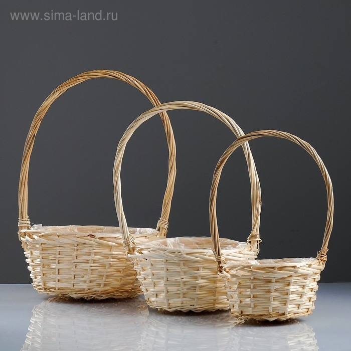 Набор корзин &laquo;Плетёнка&raquo;, 3 шт,( 28&times;14/45  - 24&times;13/41 -19&times;11/37) см, ива натуральная