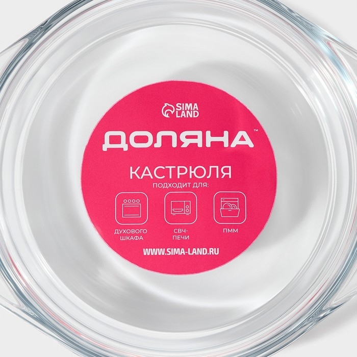 Кастрюля с крышкой из жаропрочного стекла для запекания Доляна &laquo;Фуэго&raquo;, 1,5 л, 23,5&times;20&times;6,5 см