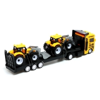 Грузовик инерционный «Автовоз», с 2 тракторами, цвет МИКС Грузовик инерционный «Автовоз», с 2 тракторами, цвет МИКС