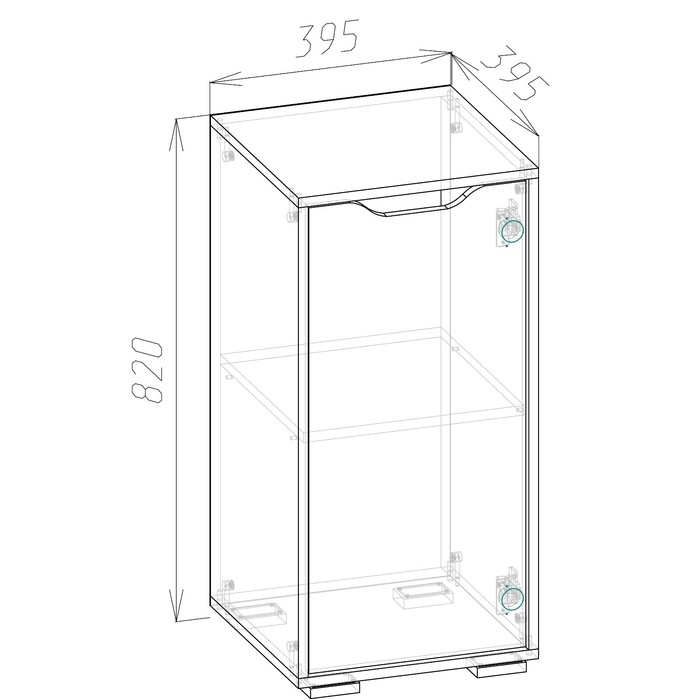 Комод Пифагор А(1С), 400х400х820, Белый брилл/Белый глянец