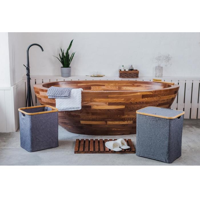 Корзина универсальная с крышкой «Минимал», 45×35×49,5 см, цвет серый Корзина универсальная с крышкой «Минимал», 45×35×49,5 см, цвет серый