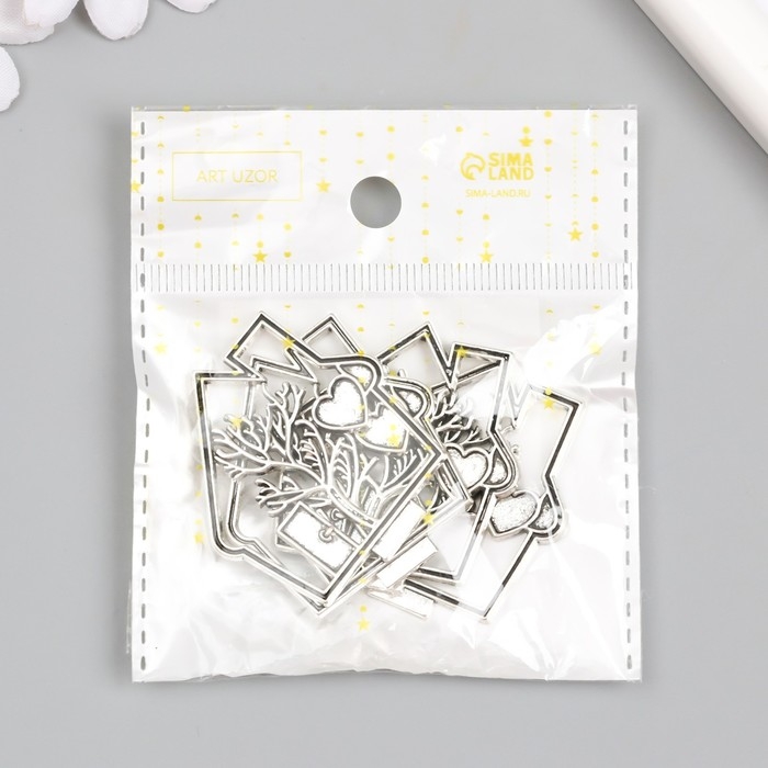 Декор для творчества металл Декор для творчества металл "Дом любви" серебро 4,2х3,9 см