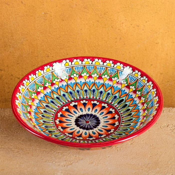 Супница Риштанская Керамика Супница Риштанская Керамика "Узоры", 23 см, красная