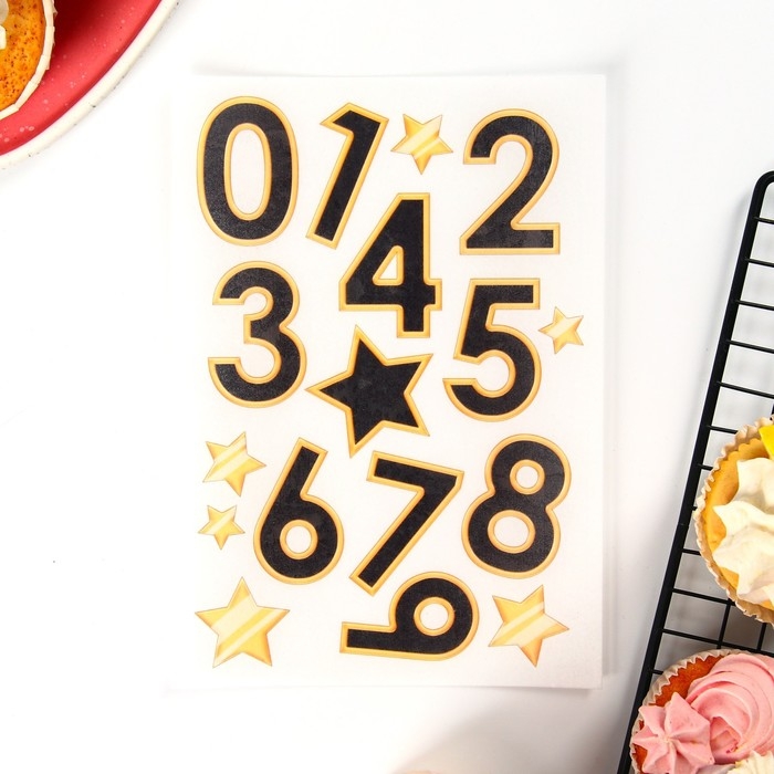 Вафельные картинки съедобные «Цифры» для капкейков, торта KONFINETTA, 1 лист А5 Вафельные картинки съедобные «Цифры» для капкейков, торта KONFINETTA, 1 лист А5