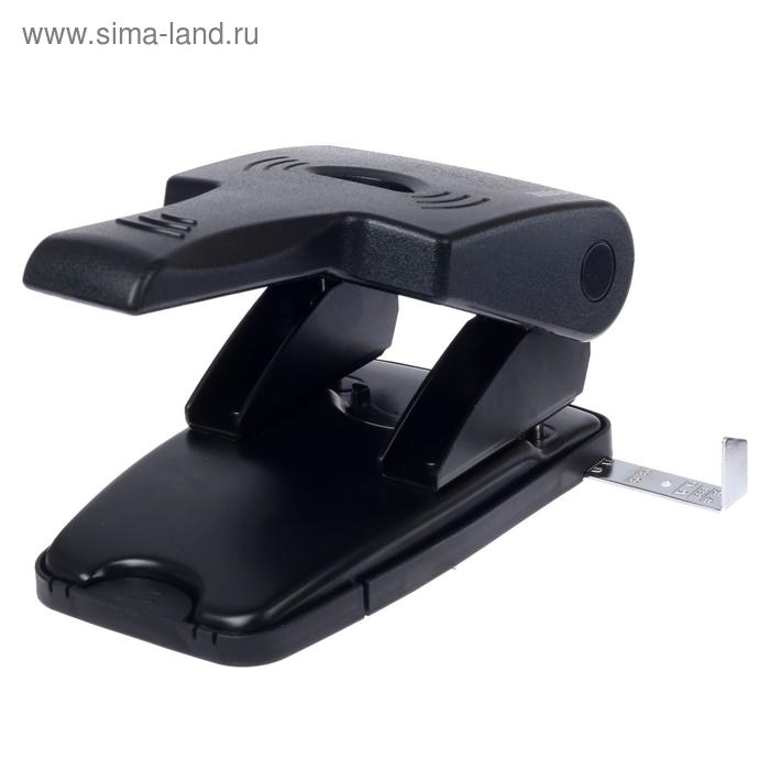 Дырокол МОЩНЫЙ на 65 листов, deVENTE Stripe, c линейкой, усиленный корпус, чёрный