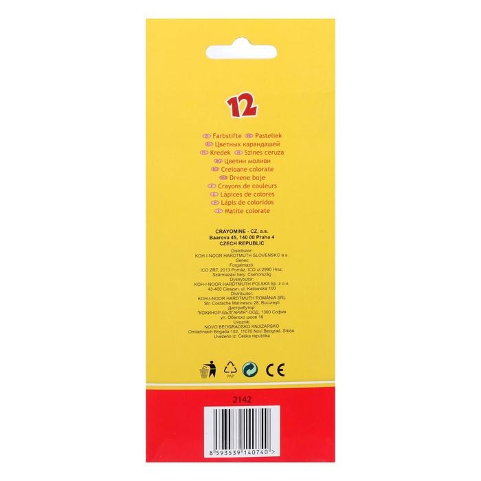 Карандаши 12 цветов Koh-I-Noor 2142 Карандаши 12 цветов Koh-I-Noor 2142 "Центы", картонная упаковка, европодвес
