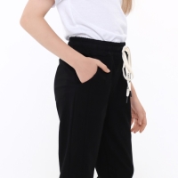 Брюки спортивные для девочек, цвет чёрный, рост 146 см