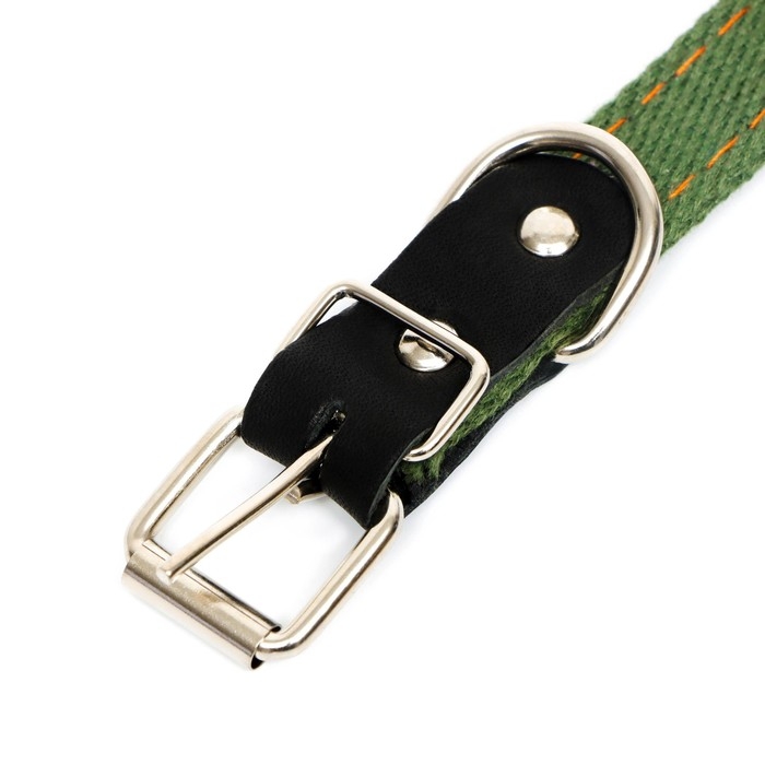 Ошейник брезентовый двухслойный, 50 х 2 см, ОШ 25-45 см, тёмно-зелёный Ошейник брезентовый двухслойный, 50 х 2 см, ОШ 25-45 см, тёмно-зелёный