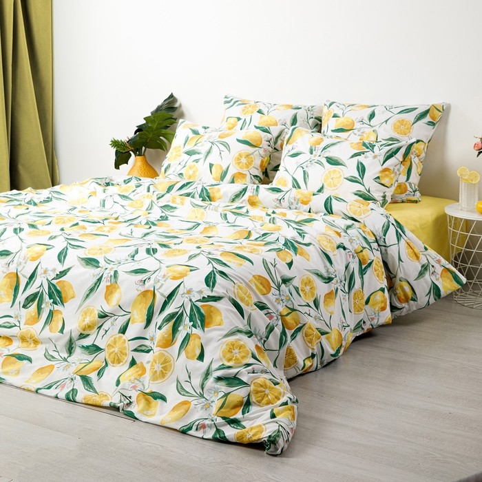 Постельное бельё 2сп Ночь Нежна Лимоны 175х215см, 180х215см, 70х70см 2шт, поплин 110гр хл100%