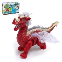 Динозавр «Дракон», работает от батареек, световые и звуковые эффекты, цвет красный Динозавр «Дракон», работает от батареек, световые и звуковые эффекты, цвет красный