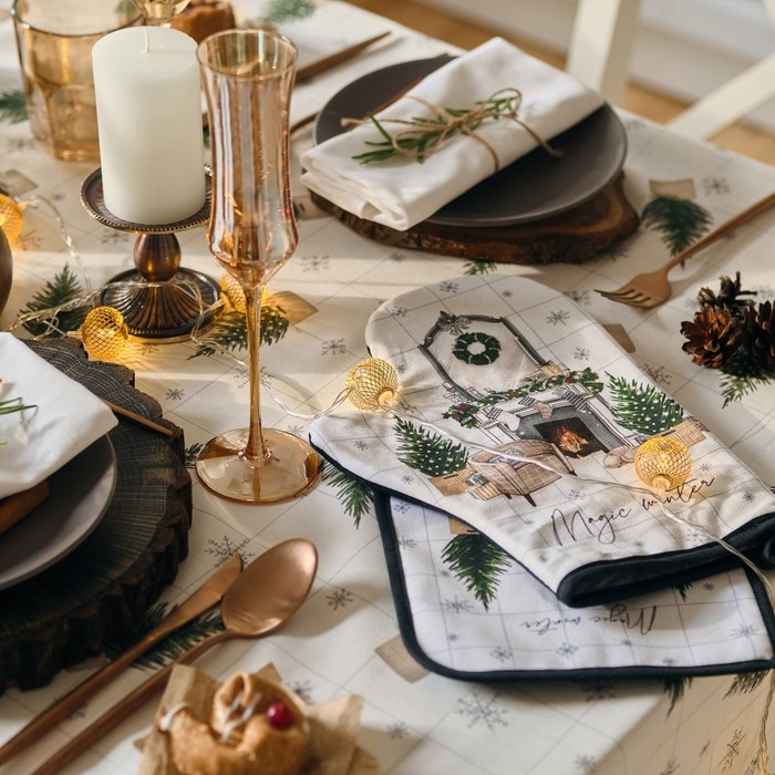 Новый год. Варежка-прихватка Magic winter 20х28см, саржа, 100% х/л, ватин 250г/м2 Новый год. Варежка-прихватка Magic winter 20х28см, саржа, 100% х/л, ватин 250г/м2