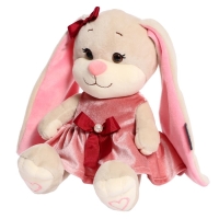 Мягкая игрушка &laquo;Зайка Лин&raquo;, в розовом бархатном платьице с бантиком, 20 см