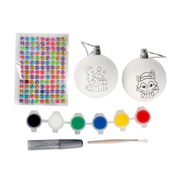 Ёлочные шары под раскраску на новый год &laquo;Чудеса сбываются&raquo;, 2 шт, новогодний набор для творчества