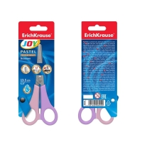 Ножницы детские для левшей 13,5 см, ErichKrause Joy Pastel, с линейкой на лезвиях, закруглённые концы, блистер