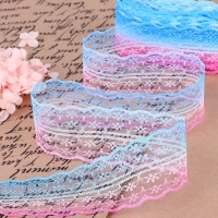 Кружево капроновое &laquo;Градиент&raquo;, 45 мм &times; 10 &plusmn; 1 м, цвет розовый/голубой №4