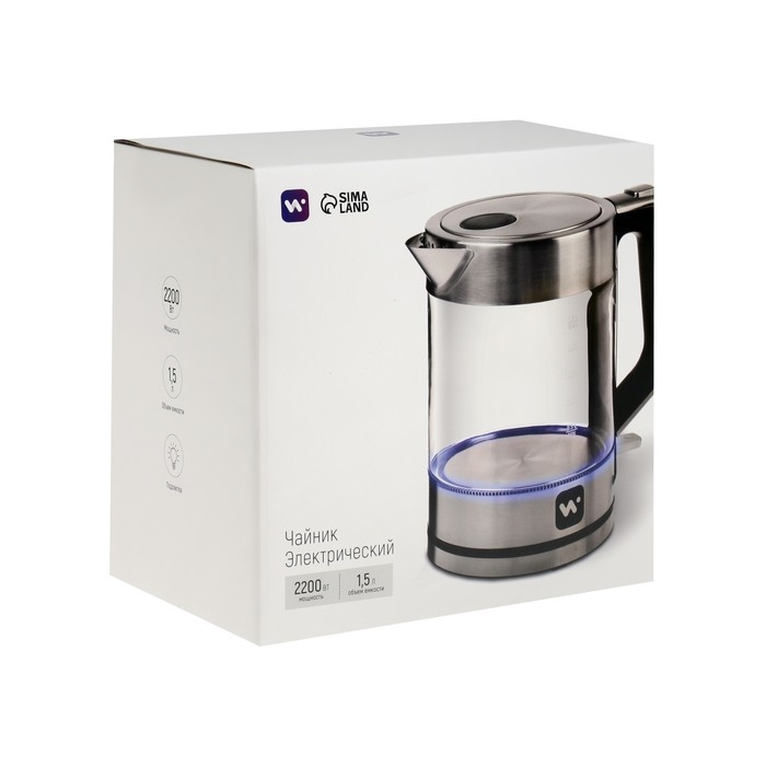 Чайник электрический Windigo LSK-1806, стекло, 1.5 л, 2200 Вт Чайник электрический Windigo LSK-1806, стекло, 1.5 л, 2200 Вт