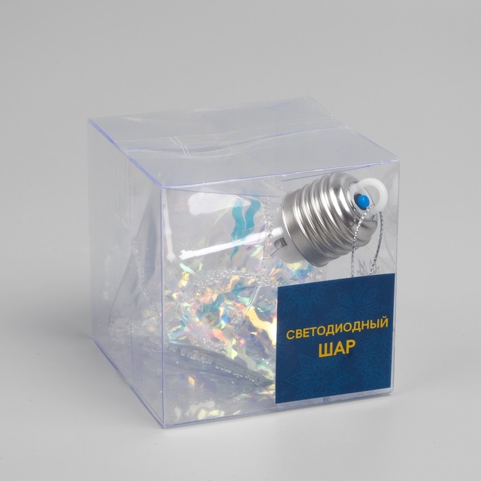 Ёлочный шар &laquo;Морозный кристалл&raquo;, батарейки, 1 LED, свечение тёплое белое