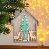 Новогодний декор с подсветкой «Домик» 2АА, 2х15х18,3 см Новогодний декор с подсветкой «Домик» 2АА, 2х15х18,3 см