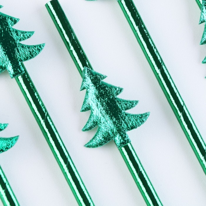 Новый год! Трубочки для коктейля «Ёлочки», в наборе 6 штук Новый год! Трубочки для коктейля «Ёлочки», в наборе 6 штук