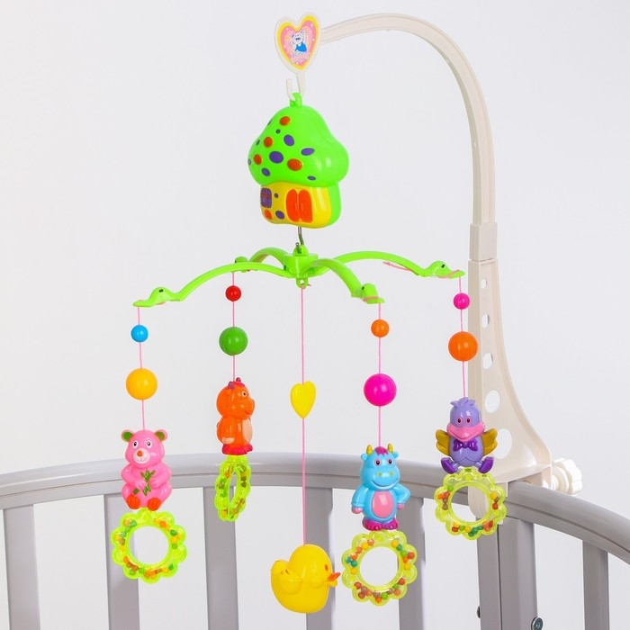 Мобиль музыкальный на кроватку &laquo;Домик. Зверятки погремушки №7&raquo;, заводной, Крошка Я