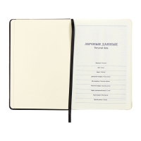 Ежедневник недатированный A5, 140л, клетка, кожзам, на резинке, желтый срез, Черный