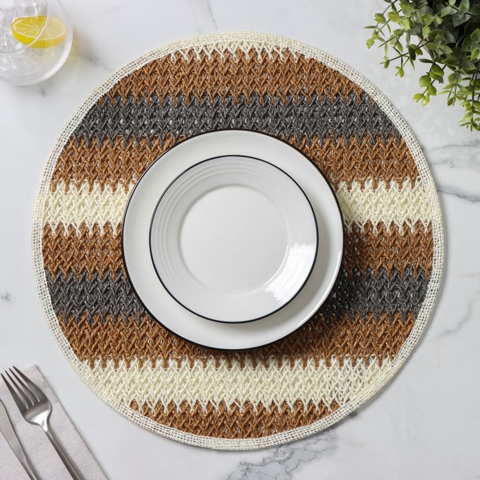 Салфетки сервировочные на стол Доляна Vincula, d=38 см, цвет коричневый