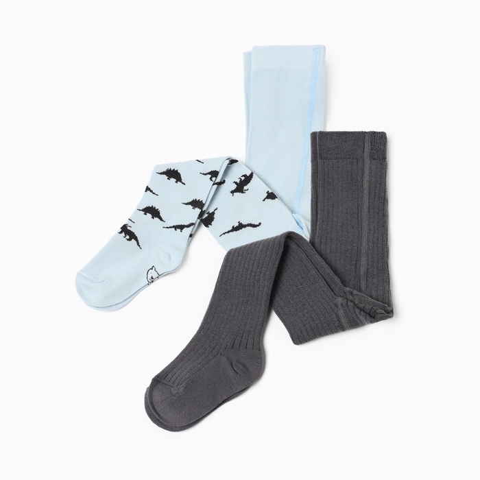 Набор колготок Крошка Я Dino, рост 74-80 см, голубой/т.серый