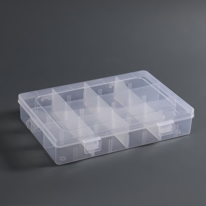 Органайзер для декора, передвижные ячейки, 12 ячеек, 19,5 × 13 × 3,6 см, цвет прозрачный Органайзер для декора, передвижные ячейки, 12 ячеек, 19,5 × 13 × 3,6 см, цвет прозрачный