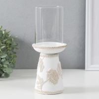 Подсвечник полистоун на 1 свечу "Цветение. Кружево" белая с золотой патиной 9,5х9,5х24,2 см 984823 Подсвечник полистоун на 1 свечу "Цветение. Кружево" белая с золотой патиной 9,5х9,5х24,2 см 984823