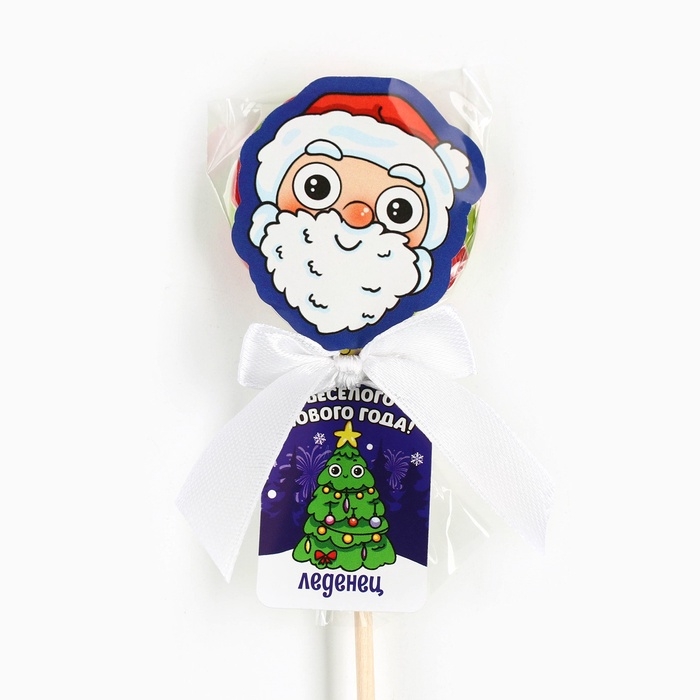 Леденец диск в пакете на палочке &laquo;Весёлого нового года&raquo; вкус яблоко 15 г