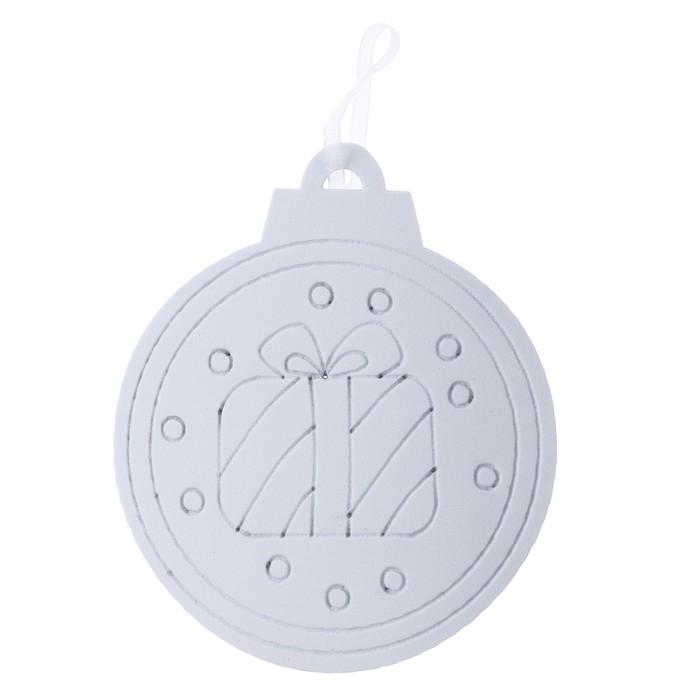 Ёлочное украшение под раскраску «Подарок» 4 шт., кисть Ёлочное украшение под раскраску «Подарок» 4 шт., кисть