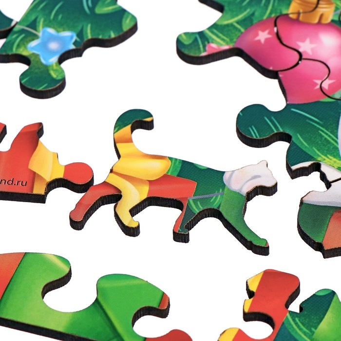 Деревянный пазл фигурный &laquo;Новый год! Поздравление от зайки&raquo;