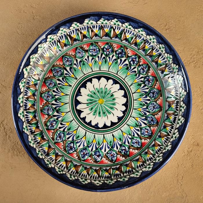 Ляган Риштанская Керамика Ляган Риштанская Керамика "Узоры", 25 см, синий микс