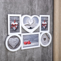 Фоторамка пластик на 6 фото 13х13 см 10х15 см 13х18 см "Семейная" белая 46,5х29,5 см Фоторамка пластик на 6 фото 13х13 см 10х15 см 13х18 см "Семейная" белая 46,5х29,5 см