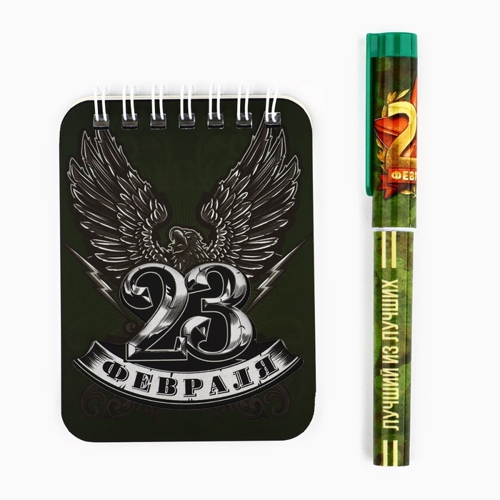 Подарочный набор &laquo;23 Февраля&raquo;: блокнот и ручка пластик