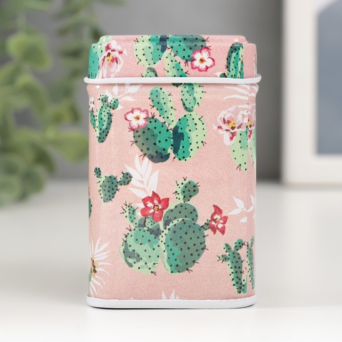 Шкатулка металл квадрат Шкатулка металл квадрат "Кактус" МИКС 4,5х4,5х7 см
