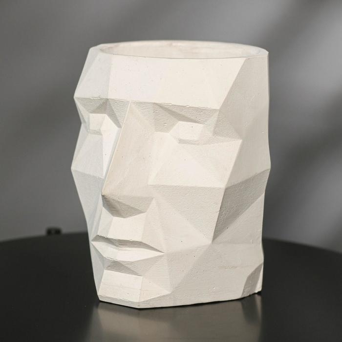 Кашпо полигональное &laquo;Голова&raquo;, цвет белый, 18 &times; 20 см