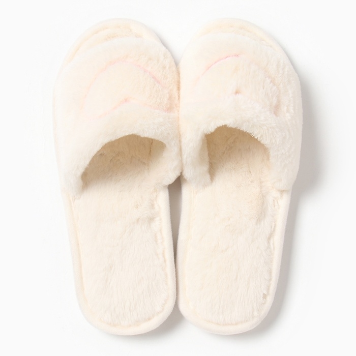 Тапочки женские с открытым носом, размер 38-39, молочный Тапочки женские с открытым носом, размер 38-39, молочный