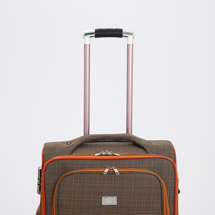 Чемодан средний 52 л (M), отдел на молнии, с расширением, кодовый замок, с расширением, цвет коричневый