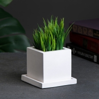 Фигурное кашпо "Куб с поддоном" белое 0 25 л/ 8х6х6см Фигурное кашпо "Куб с поддоном" белое 0 25 л/ 8х6х6см