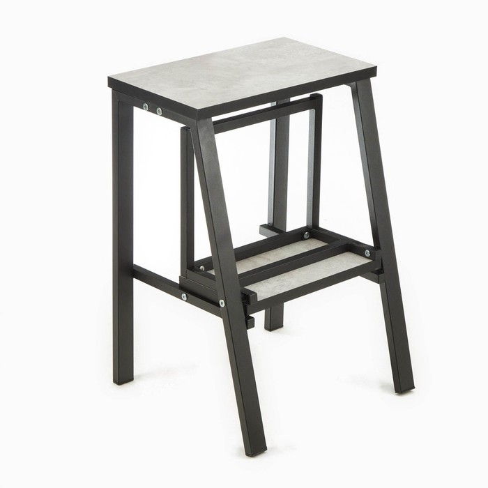 Табурет-стремянка на металло-каркасе, цемент/черный