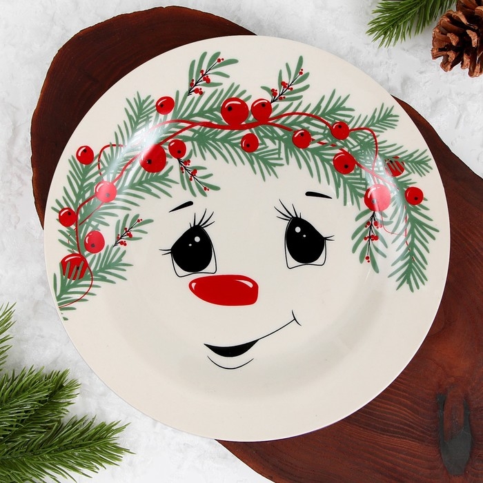 Новый год. Тарелка керамическая &laquo;Снеговик Снежок&raquo;, 20 см