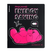 Тетрадь 48 листов в клетку, ErichKrause Low Battery, обложка мелованный картон, матовая ламинация, УФ-лак, блок офсет 100% белизна, МИКС